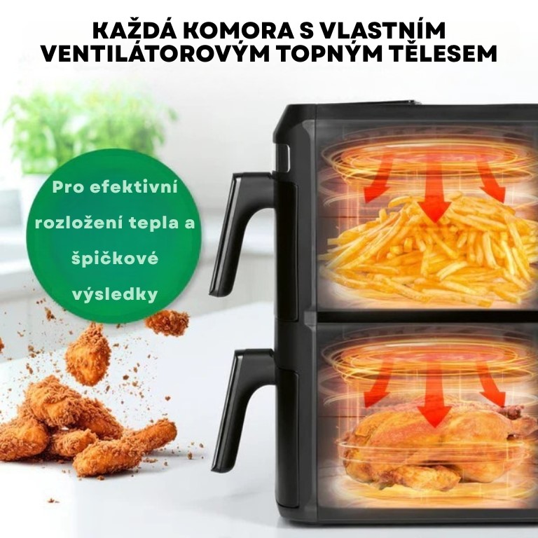 GourmetMaxx Vertikální horkovzdušná fritéza s dvojitou komorou FryUp XL 16818 (6)